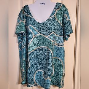 Miss Look aqua print top